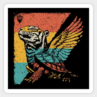Winged Tiger Cryptid - Retro Pop Art Flying Cat Design Sticker